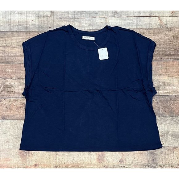 Free People We the Free You Rock Tee T-Shirt Navy L Cotton - Picture 2 of 5